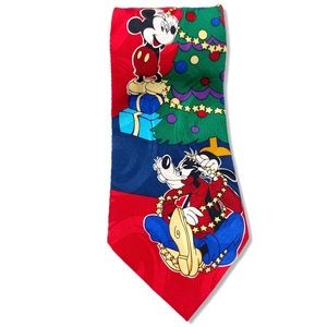 Disney Christmas silk tie Mickey Mouse Goofy Duck